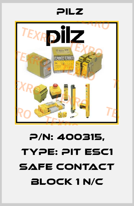 p/n: 400315, Type: PIT esc1 safe contact block 1 n/c Pilz