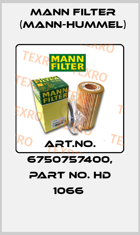 Art.No. 6750757400, Part No. HD 1066  Mann Filter (Mann-Hummel)