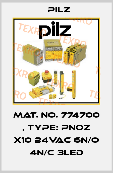 Mat. No. 774700 , Type: PNOZ X10 24VAC 6n/o 4n/c 3LED Pilz
