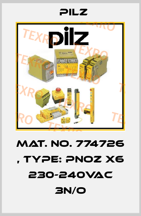 Mat. No. 774726 , Type: PNOZ X6 230-240VAC 3n/o Pilz