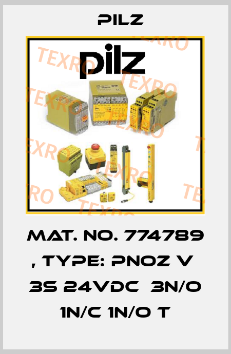 Mat. No. 774789 , Type: PNOZ V  3s 24VDC  3n/o 1n/c 1n/o t Pilz