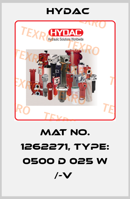 Mat No. 1262271, Type: 0500 D 025 W /-V  Hydac