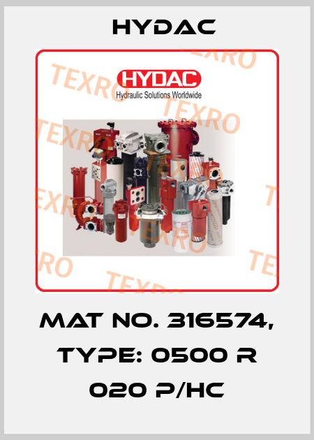 Mat No. 316574, Type: 0500 R 020 P/HC Hydac
