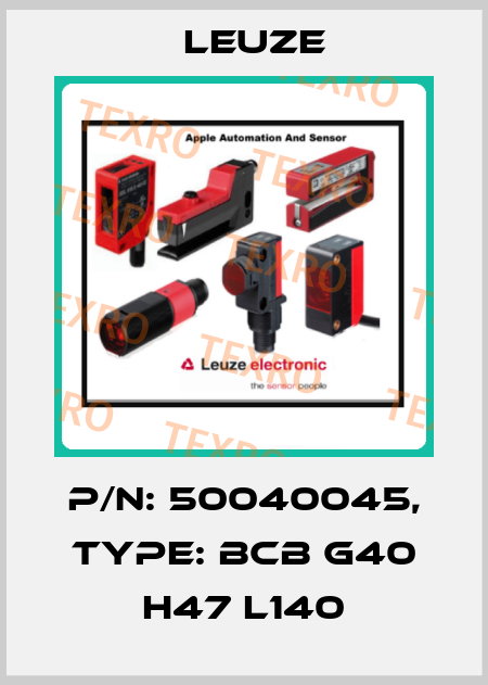 p/n: 50040045, Type: BCB G40 H47 L140 Leuze