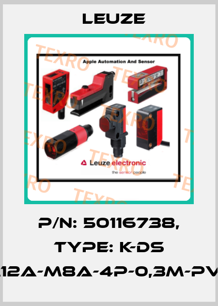 p/n: 50116738, Type: K-DS M12A-M8A-4P-0,3m-PVC Leuze
