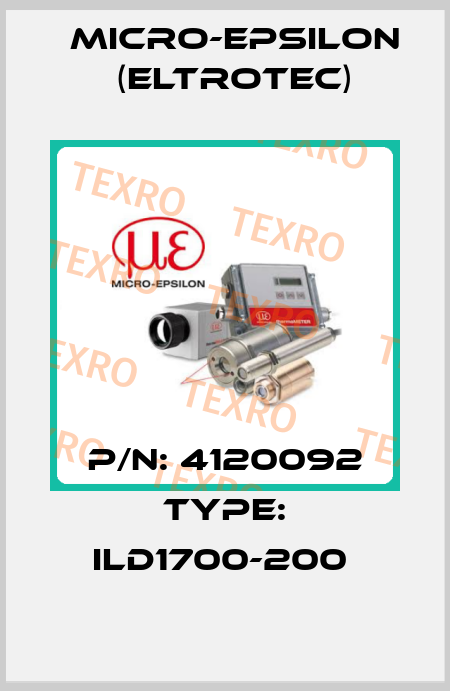 P/N: 4120092 Type: ILD1700-200  Micro-Epsilon (Eltrotec)