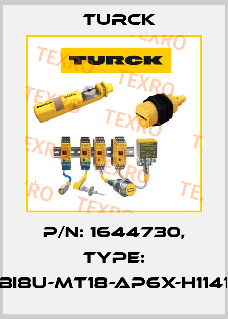 p/n: 1644730, Type: BI8U-MT18-AP6X-H1141 Turck