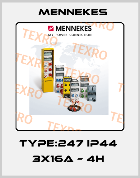 TYPE:247 IP44  3X16A – 4H  Mennekes