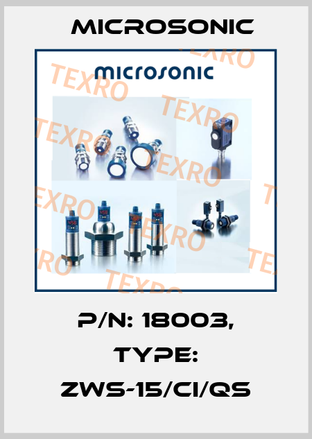 p/n: 18003, Type: zws-15/CI/QS Microsonic