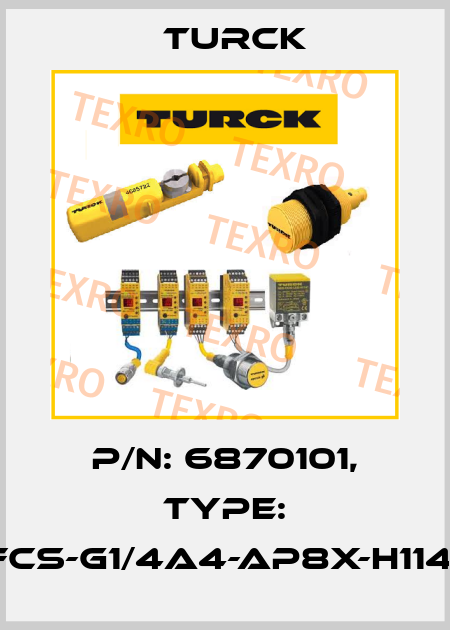p/n: 6870101, Type: FCS-G1/4A4-AP8X-H1141 Turck