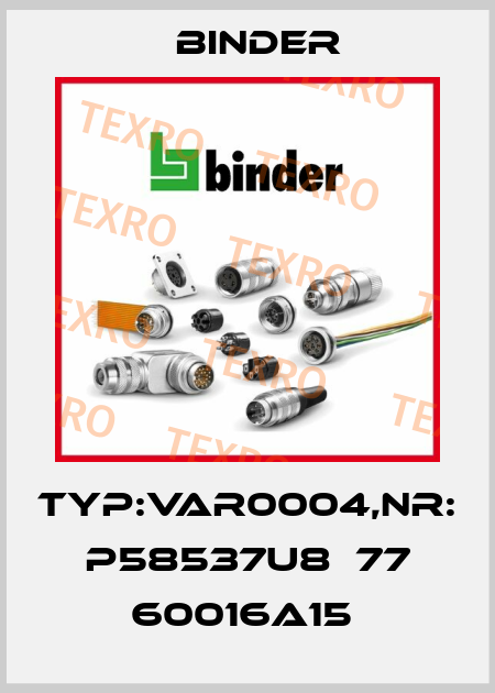 Typ:VAR0004,NR: P58537U8  77 60016A15  Binder