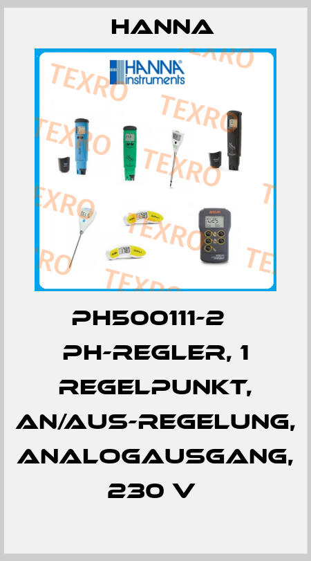 PH500111-2   PH-REGLER, 1 REGELPUNKT, AN/AUS-REGELUNG, ANALOGAUSGANG, 230 V  Hanna