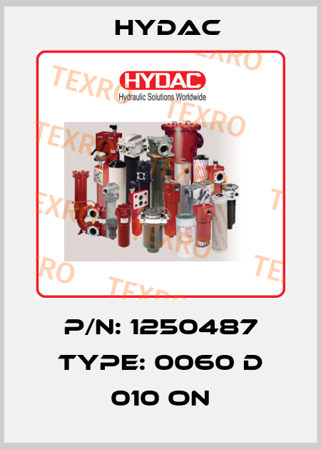 P/N: 1250487 Type: 0060 D 010 ON Hydac