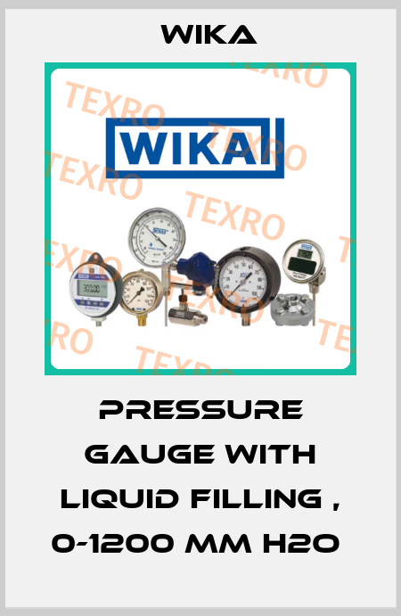 PRESSURE GAUGE WITH LIQUID FILLING , 0-1200 MM H2O  Wika