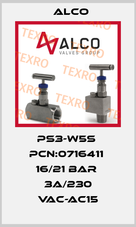 PS3-W5S  PCN:0716411  16/21 BAR  3A/230 VAC-AC15 Alco