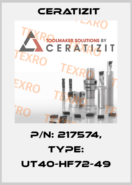 P/N: 217574, Type: UT40-HF72-49 Ceratizit