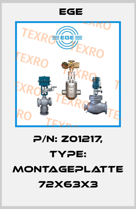 p/n: Z01217, Type: Montageplatte 72x63x3 Ege