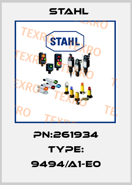 PN:261934 Type: 9494/A1-E0 Stahl