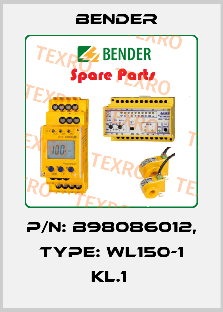 p/n: B98086012, Type: WL150-1 KL.1  Bender