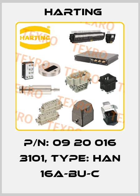 p/n: 09 20 016 3101, Type: Han 16A-BU-C Harting