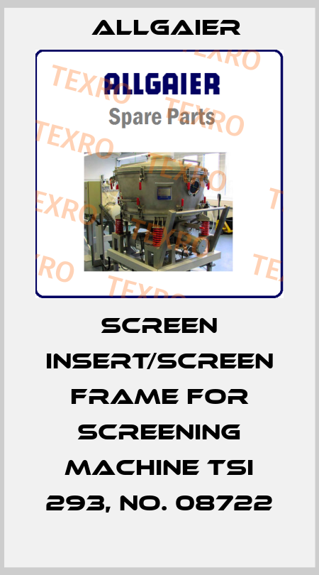 Screen insert/screen frame for screening machine tsi 293, No. 08722 Allgaier