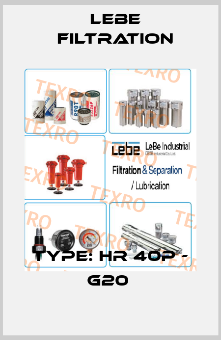 Type: HR 40P - G20  Lebe Filtration