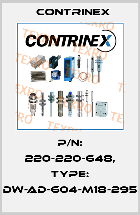 p/n: 220-220-648, Type: DW-AD-604-M18-295 Contrinex