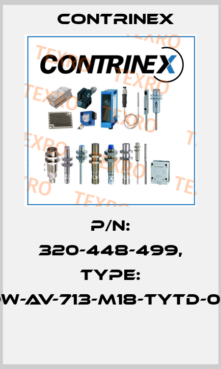 P/N: 320-448-499, Type: DW-AV-713-M18-TYTD-05  Contrinex