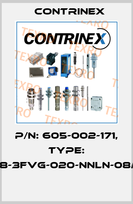 P/N: 605-002-171, Type: S08-3FVG-020-NNLN-08MG  Contrinex