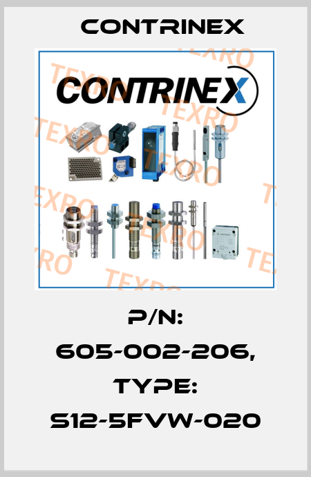 p/n: 605-002-206, Type: S12-5FVW-020 Contrinex