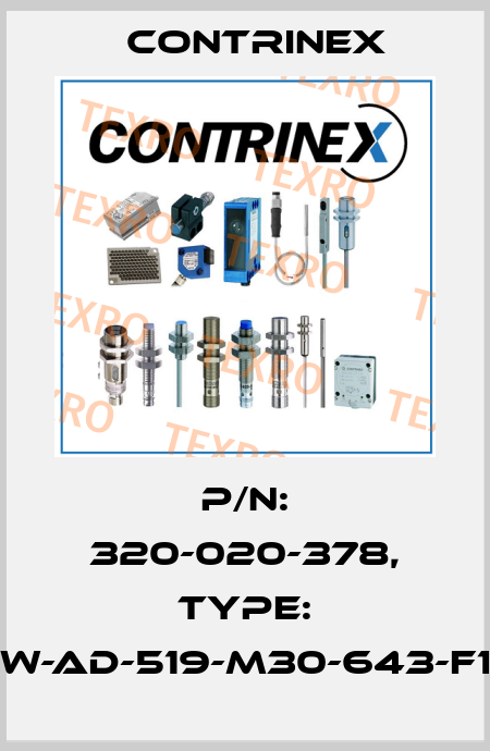 p/n: 320-020-378, Type: DW-AD-519-M30-643-F10 Contrinex