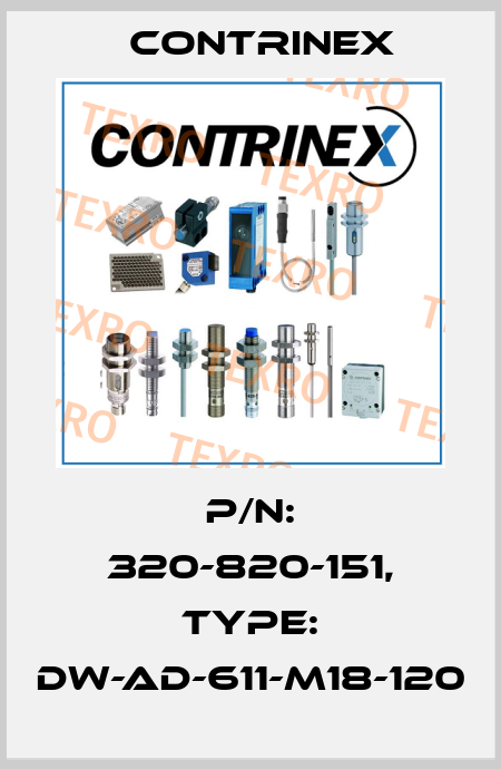 p/n: 320-820-151, Type: DW-AD-611-M18-120 Contrinex