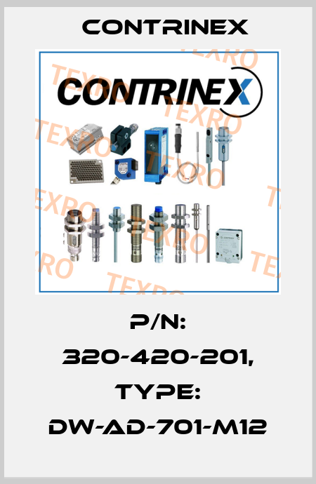 p/n: 320-420-201, Type: DW-AD-701-M12 Contrinex