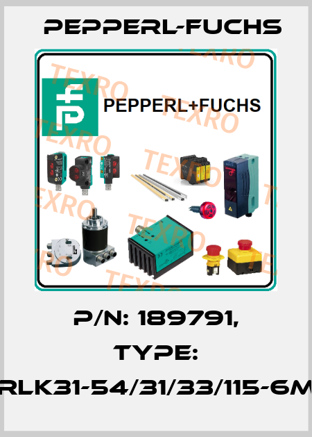 p/n: 189791, Type: RLK31-54/31/33/115-6M Pepperl-Fuchs