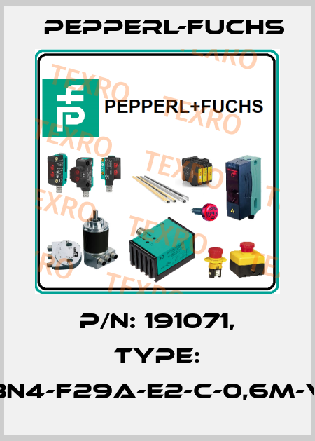 p/n: 191071, Type: NBN4-F29A-E2-C-0,6M-V3 Pepperl-Fuchs