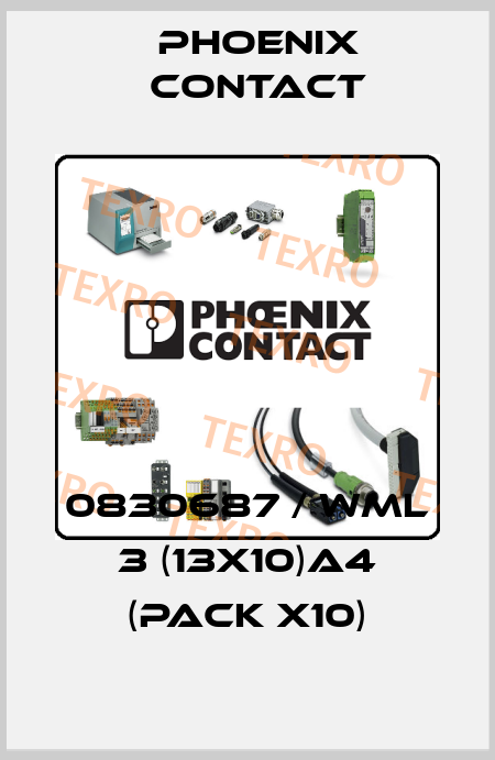 0830687 / WML 3 (13X10)A4 (pack x10) Phoenix Contact