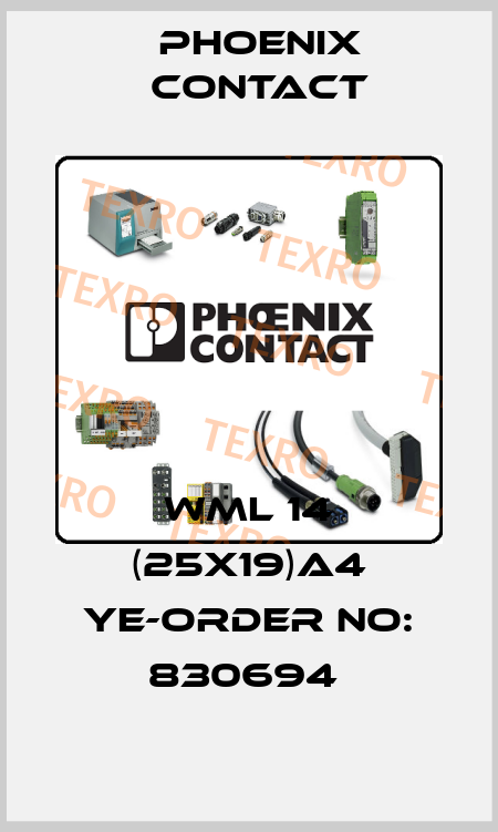 WML 14 (25X19)A4 YE-ORDER NO: 830694  Phoenix Contact