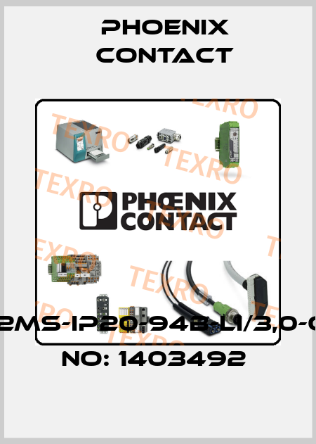 VS-M12MS-IP20-94B-LI/3,0-ORDER NO: 1403492  Phoenix Contact
