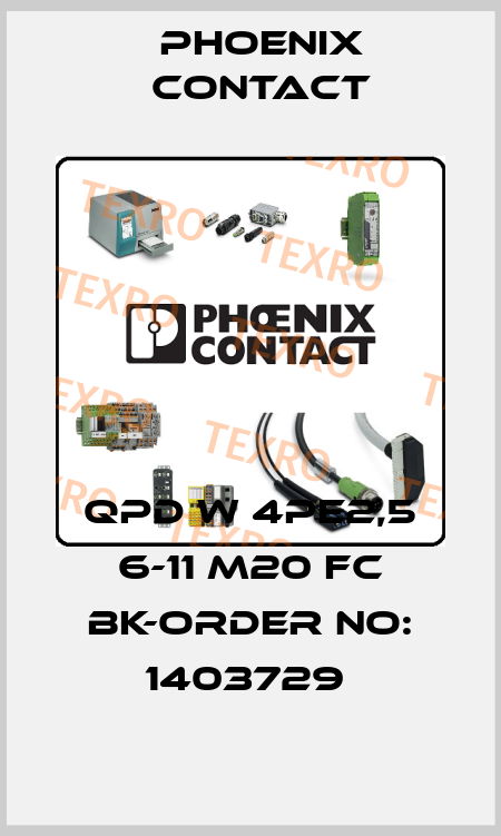 QPD W 4PE2,5 6-11 M20 FC BK-ORDER NO: 1403729  Phoenix Contact