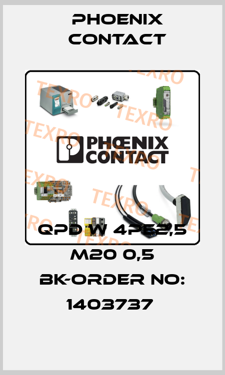 QPD W 4PE2,5 M20 0,5 BK-ORDER NO: 1403737  Phoenix Contact