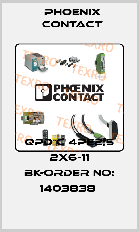 QPD C 4PE2,5 2X6-11 BK-ORDER NO: 1403838  Phoenix Contact