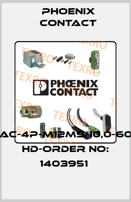 SAC-4P-M12MS/10,0-600 HD-ORDER NO: 1403951  Phoenix Contact