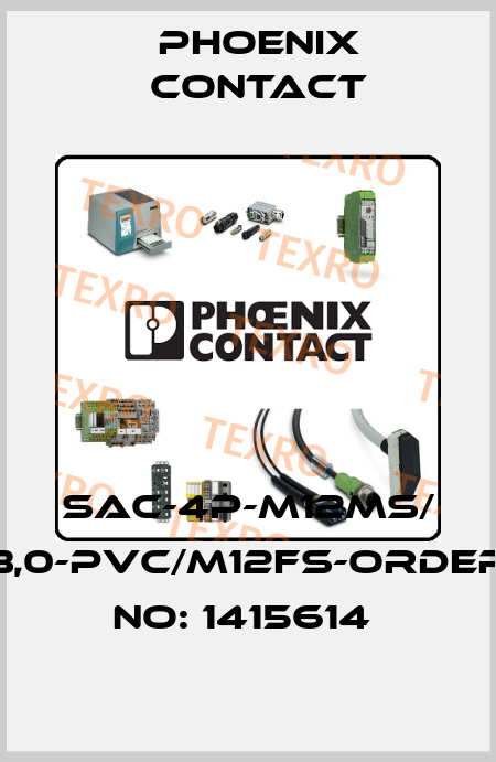 SAC-4P-M12MS/ 3,0-PVC/M12FS-ORDER NO: 1415614  Phoenix Contact