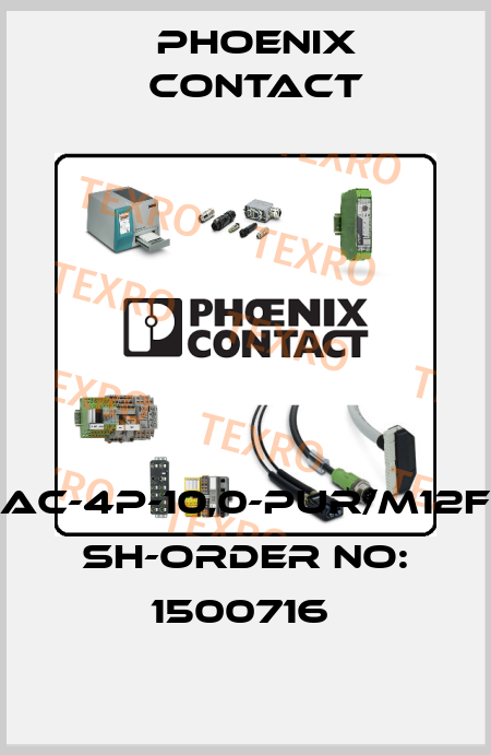 SAC-4P-10,0-PUR/M12FS SH-ORDER NO: 1500716  Phoenix Contact