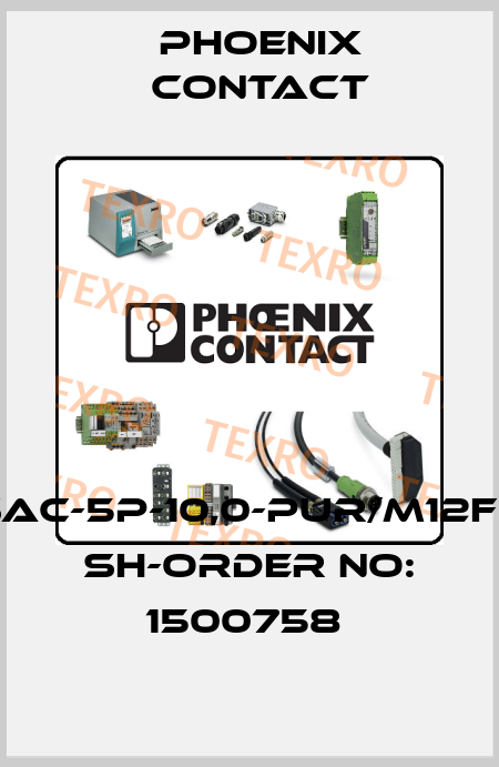 SAC-5P-10,0-PUR/M12FS SH-ORDER NO: 1500758  Phoenix Contact