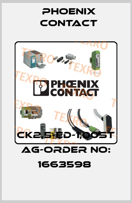 CK2,5-ED-1,00ST AG-ORDER NO: 1663598  Phoenix Contact
