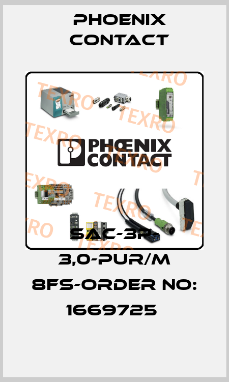 SAC-3P- 3,0-PUR/M 8FS-ORDER NO: 1669725  Phoenix Contact