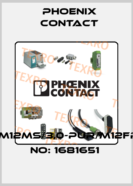 SAC-5P-M12MS/3,0-PUR/M12FR-ORDER NO: 1681651  Phoenix Contact