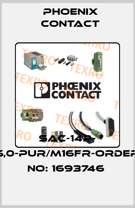 SAC-14P- 5,0-PUR/M16FR-ORDER NO: 1693746  Phoenix Contact