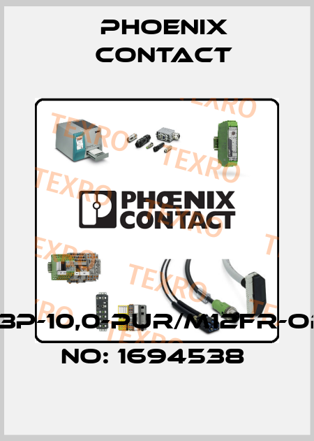 SAC-3P-10,0-PUR/M12FR-ORDER NO: 1694538  Phoenix Contact